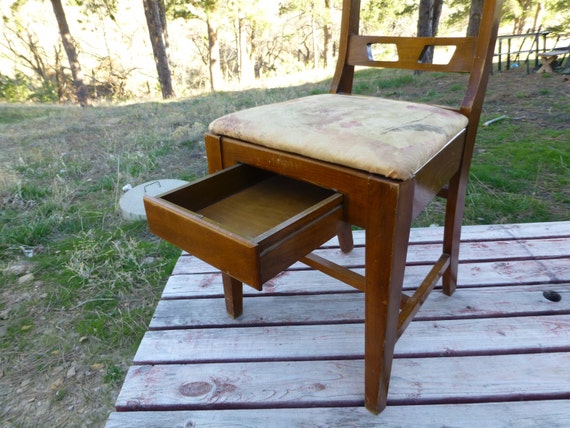 vintage sewing chair with drawer in seat craftroom furniture