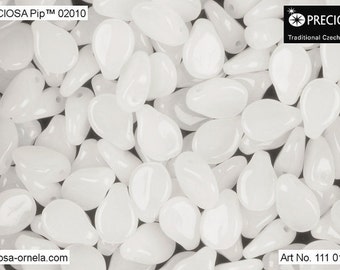 60 pcs Alabaster White Preciosa PIP Beads 5x7 mm (8741)