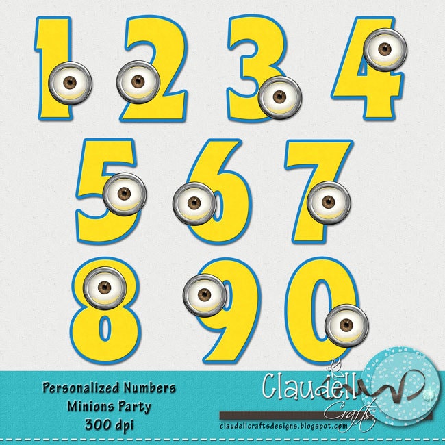 Minions Party Inspired Clipart Numbers 300 DPI by ClaudellCrafts