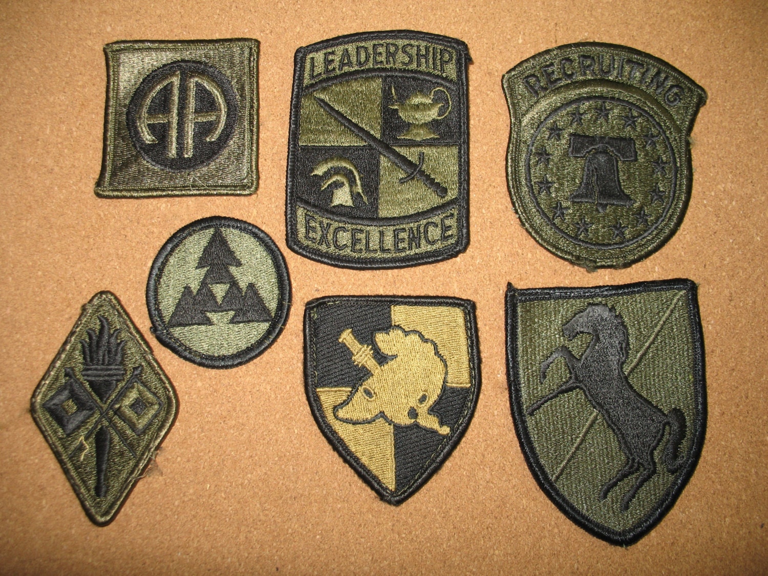 7 Vintage ARMY PATCHES Military Shoulder Rank Bars Insignia