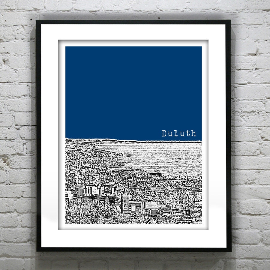 Duluth Minnesota Poster Art City Skyline Print MN Version 2