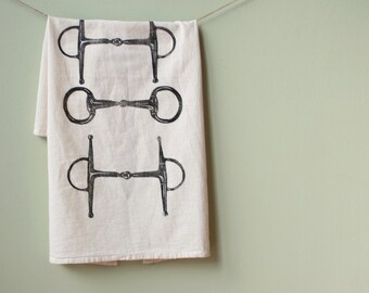 Flour Sack Towel- Horse Bit- Cotton Equestrian Kitchen Towel