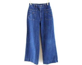 70s High Waist Jeans 27 / Super High Waist Wide Leg Jeans Bell Bottom ...