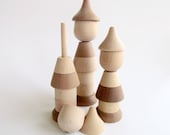 Natural Stacking Doll's Family, DIY wood toy, Wooden Stacking Toy, Natural Wooden Beads