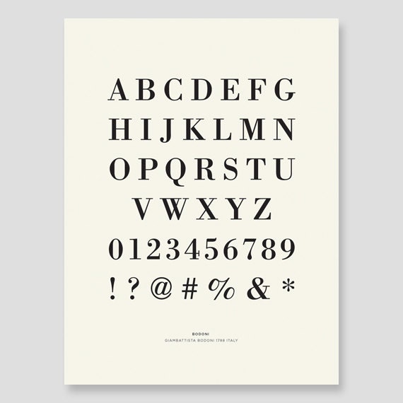 Bodoni Alphabet Canvas Print