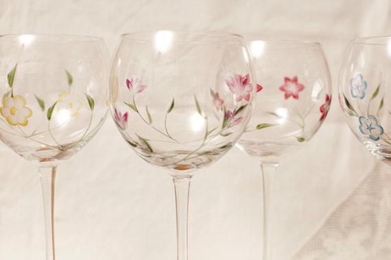 Lenox Cut Crystal Floral Spirit Balloon Wine Glass Set Hand