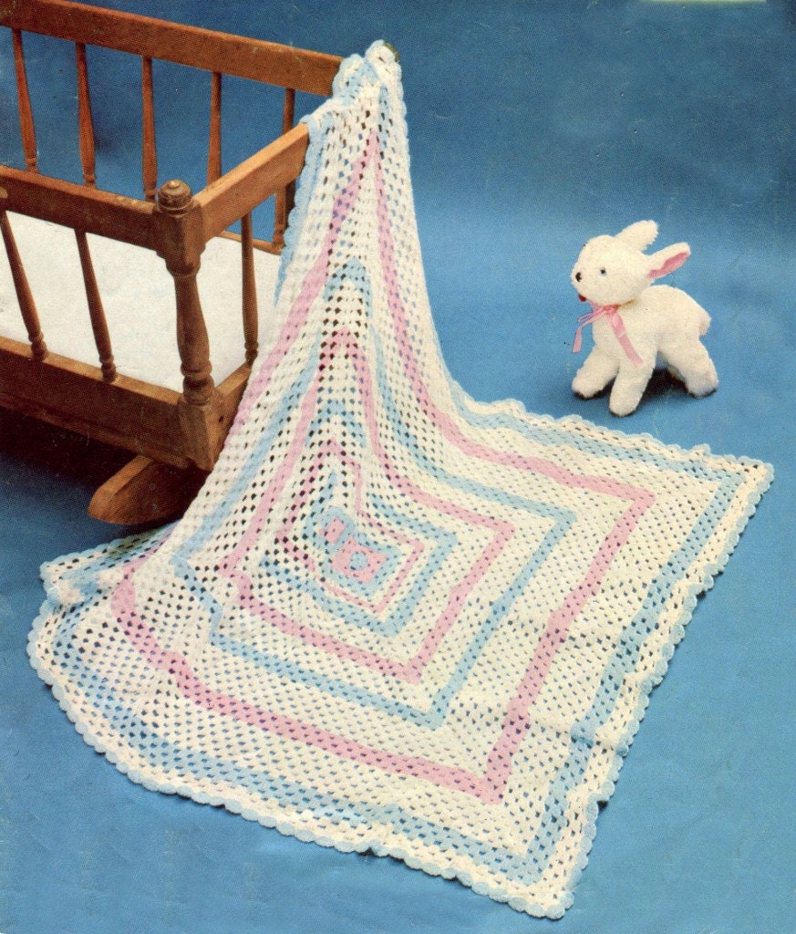 INSTANT CROCHET Pattern EASY Baby Blanket Shawl 3 or 4