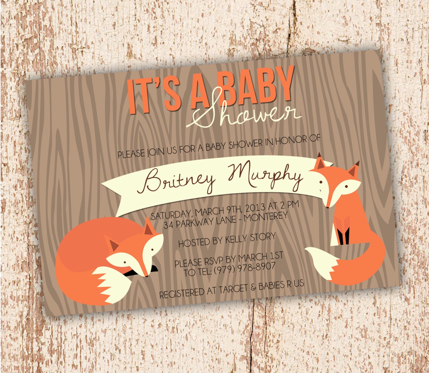 Little Fox Baby Shower Invitation by paperandbliss on Etsy