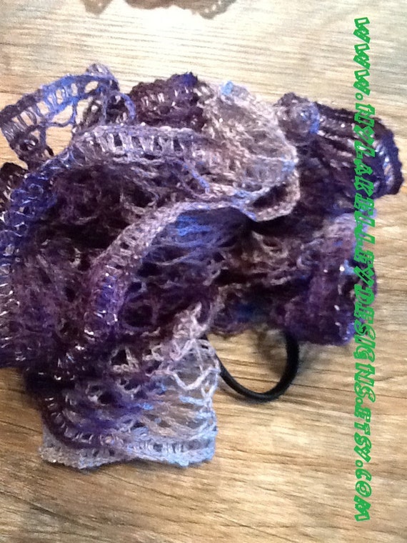 Items similar to Crocheted Sashay Ruffled Pony Tail Bands Hair Bows ...