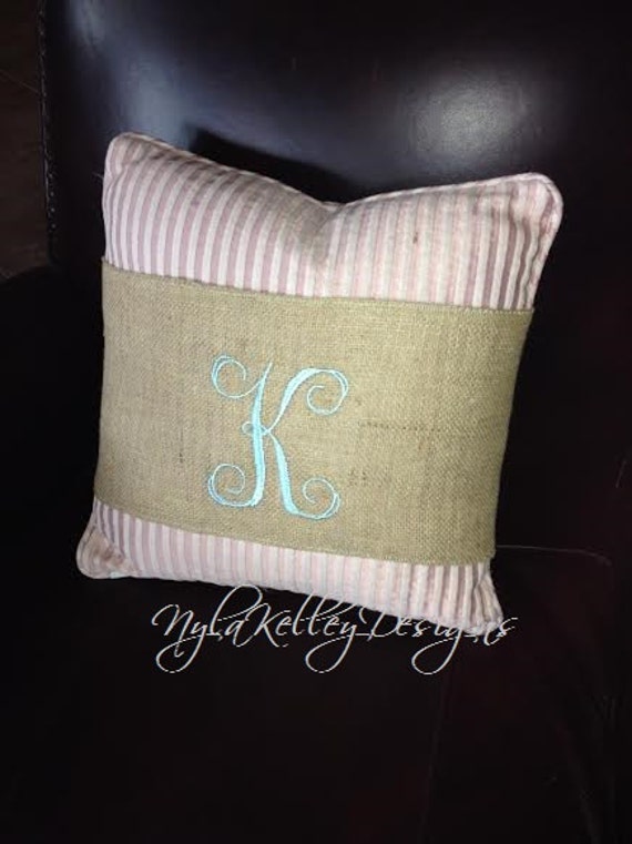 Burlap Pillow Wrap Reusable Custom Monogrammed Initial