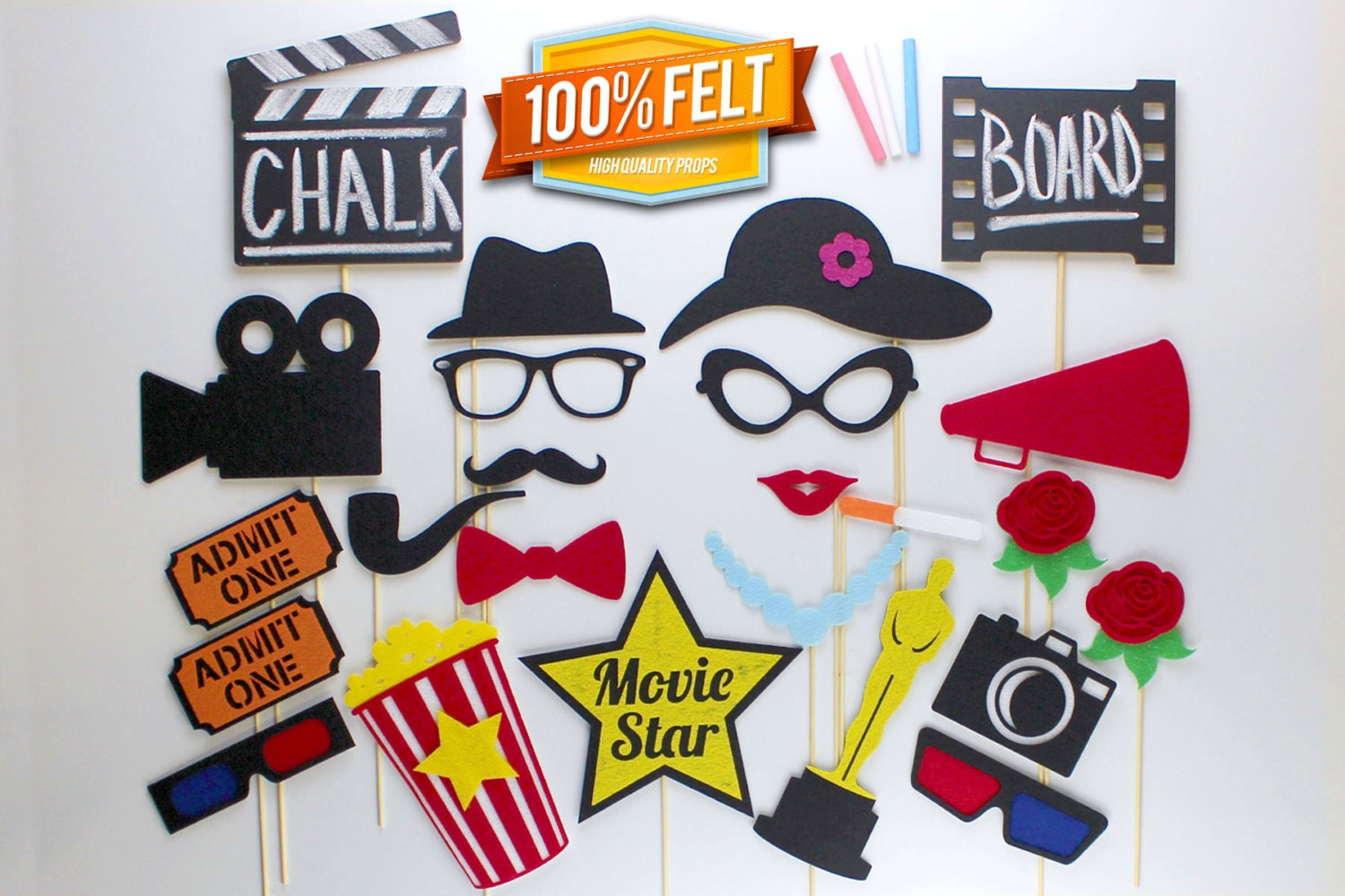 photo booth props themed movie Hollywood Booth Piece Photo Props PhotoBooth 24 Set Prop