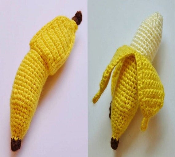 Peelable Banana Crochet Play Food Pattern Softie by PiscesCrochet