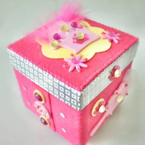 Accessory Trinket Box Princess Theme Pink and by FeltPIZZAZZers