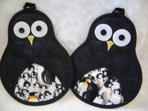 Download Penguin Potholders Hot Pads Oven Mitts Pocket Potholders