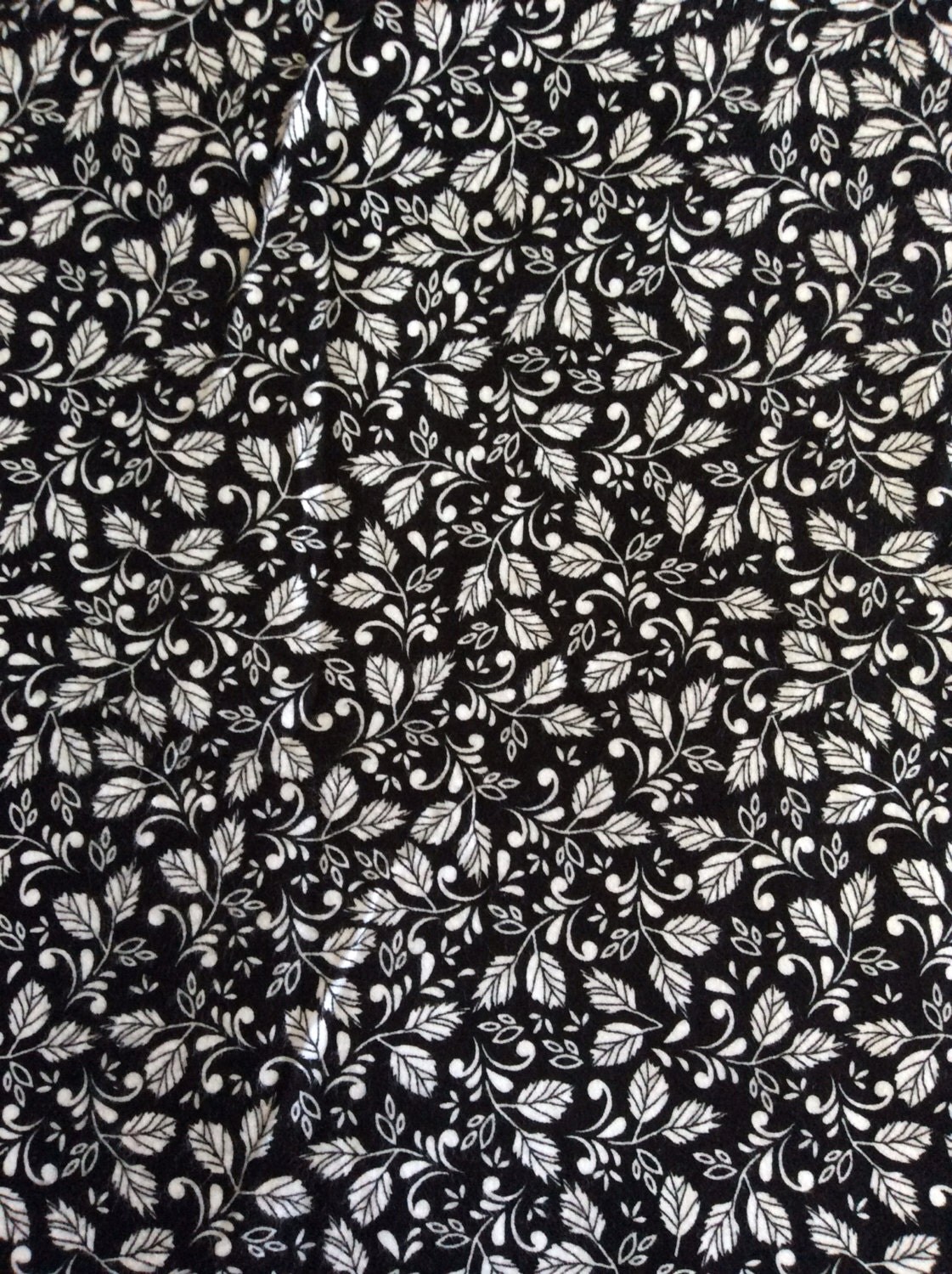 Floral black white Flannel Fabric black flannel fabric
