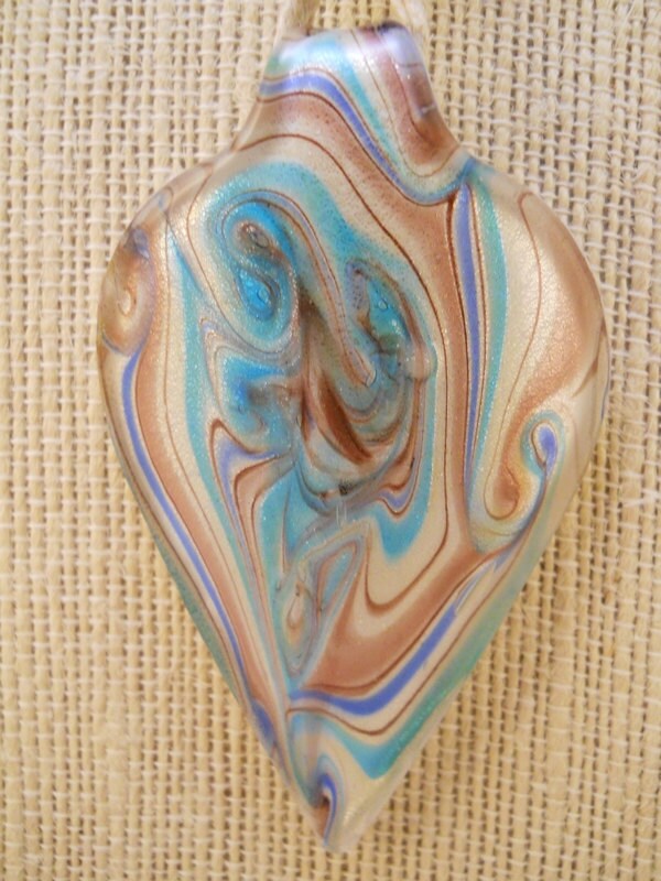 Natural Hemp Necklace w/ Blue Glass Beads & Blue/Lavender