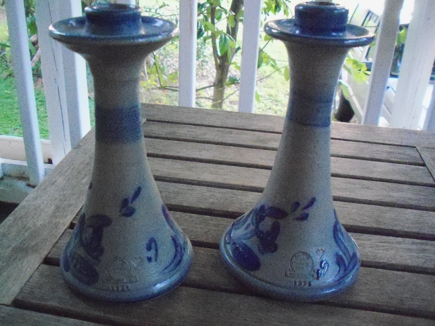 Pottery candle holders Rowe Pottery works Cambrige Wsconsin