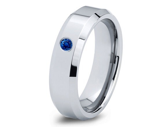 Tungsten Wedding Band,6mm,Mens Wedding Bands,London Blue Sapphire Band ...