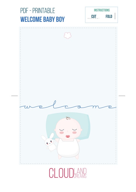 Baby Boy Printable card baby shower PDF DIY Greeting