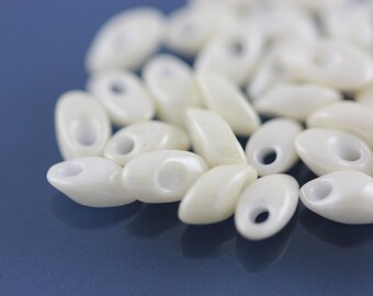 Miyuki Long Magatama beads, 4x7mm, Opaque Luster Cream Pearl, 8 gram bag #421