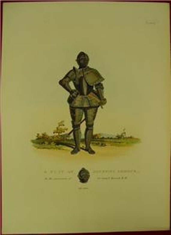 Meyrick Ancient Armour Original H/C Engraving Suit Of Jousting Armour 1842 PL.73