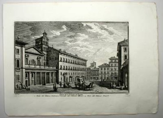 Antique Vasi Copperplate Engraving Print Spedale Chiesa Di S. Lorenzo in Lucina