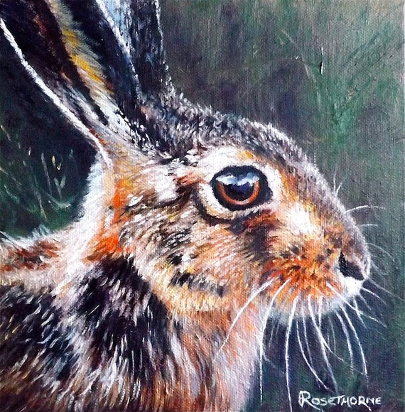 Original Oil Painting brown hare portrait III