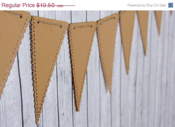 15% off - Kraft Brown Triangle Banner Pennant Garland Bunting Photo Prop Love Family Party reusable banner Il_570xn