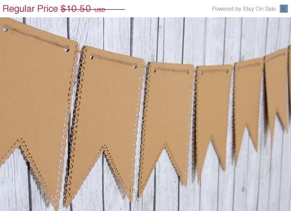 10% off - Brown Kraft Banner Pennant Garland Bunting Photo Prop Holiday Party reusable Il_570xn