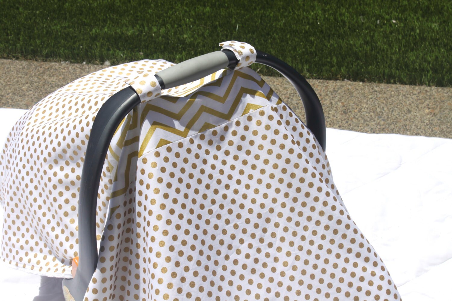 Infant car seat cover Gold DotsChevy by sydandstitch on Etsy