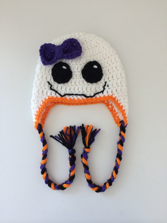 Items similar to Bootiful Ghostie crochet ghost hat with purple bow