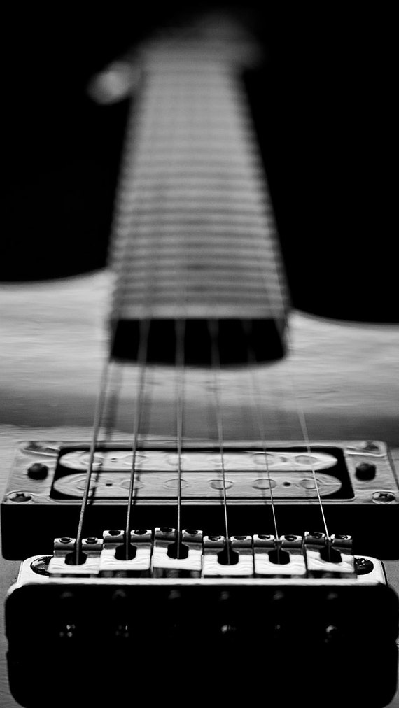 Items similar to Guitar in Black and White - iPhone5 wallpaper for lock ...