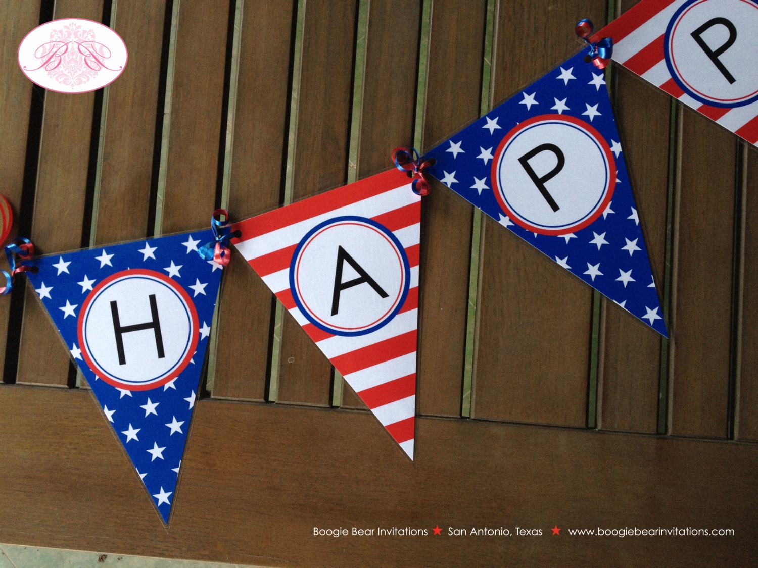 4th of July Happy Birthday Party Banner Pennant United States