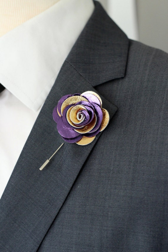 Gold And Purple Mens Lapel Flower Lapel Boutonniere Shabby 