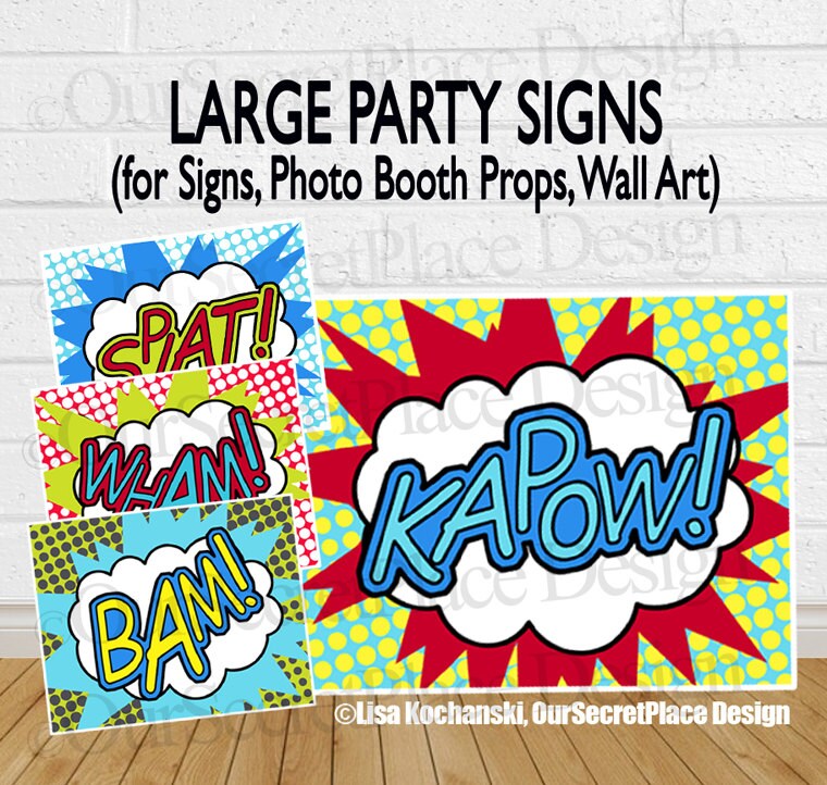 INSTANT DOWNLOAD PRINTABLE Superhero Party Signs by OurSecretPlace