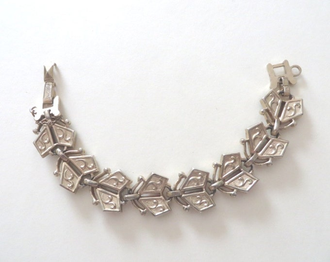 Vintage Barclay Stone Link Bracelet, Red, Green, Navy and Black Stone Bracelet