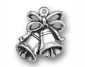 5 Silver Bells Wedding Charm for Bridesmaid Gifts 18x16mm by TIJC SP0553