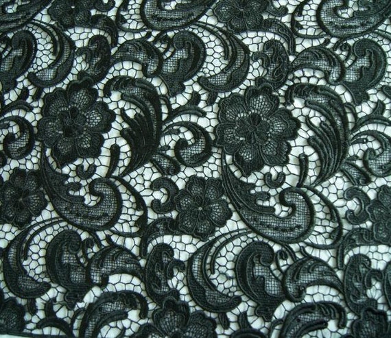 BLACK Lace Fabric Crochet Lace Fabric Wedding Gowns Fabric