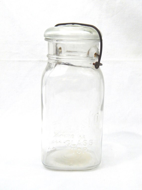 Vintage Presto Glass Top Mason Jar Canning Jar by fallsroadstudio