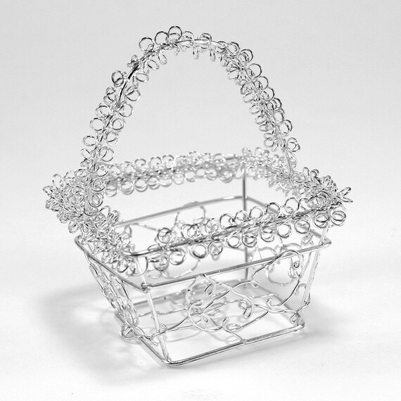 Items similar to Square Metal Wire Gift Favor Baskets (set of 12