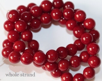 Red Coral Beads - Round 7 mm Gemstone Beads - Full Strand 16", 56 beads, A-Quality