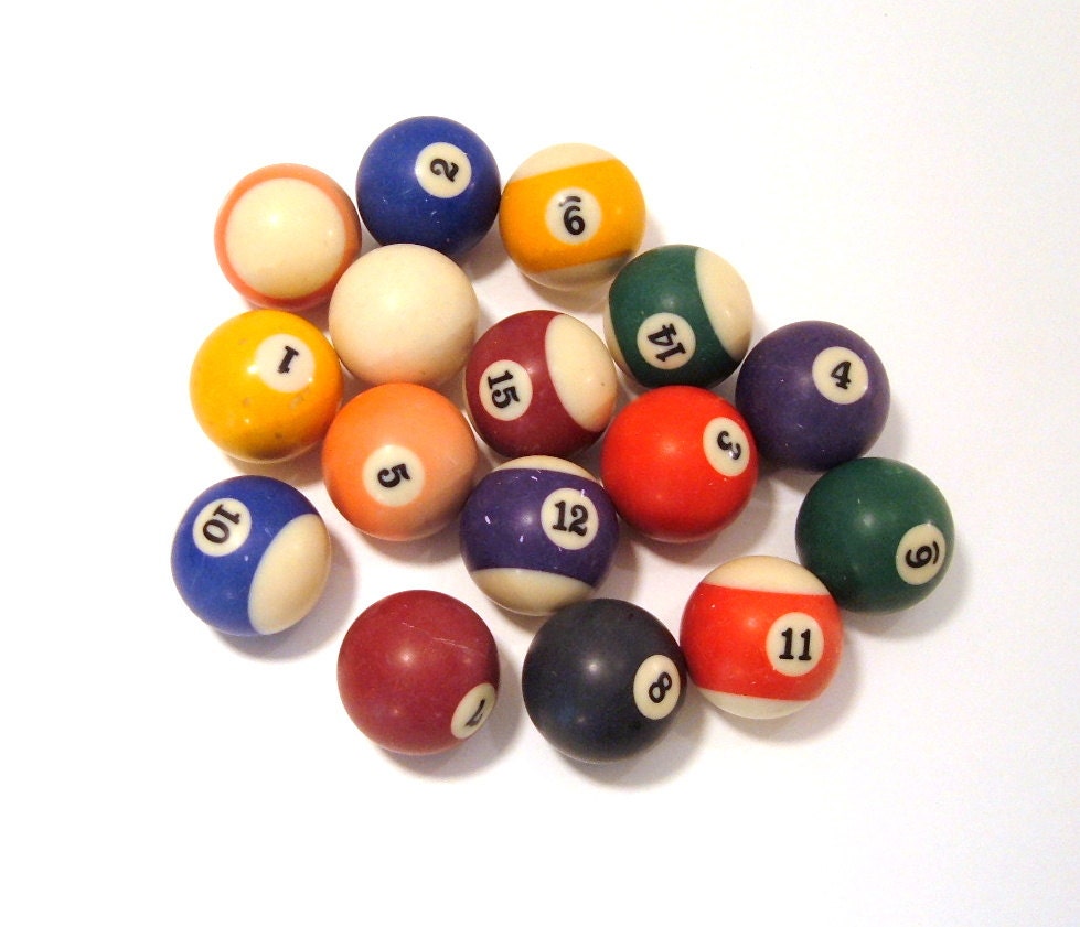 Items similar to Vintage Pool Balls, Hipster Home Decor, Vintage Game ...