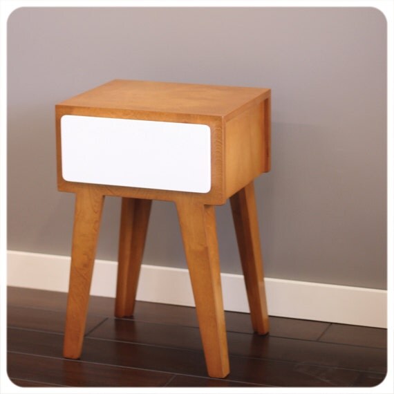 Modern Side Table with Drawer Mid Century Modern Inspired