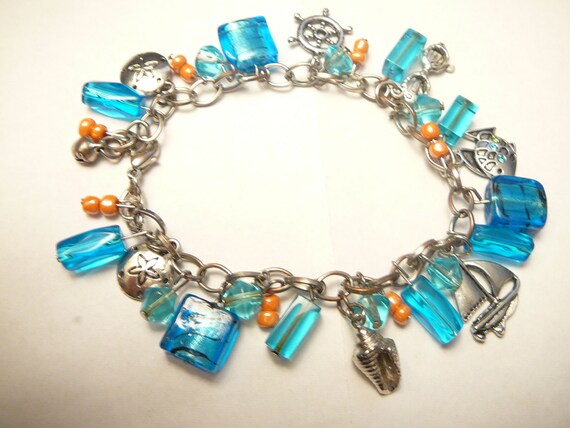 ocean sand and sea beach summer charm themed bracelet nautical