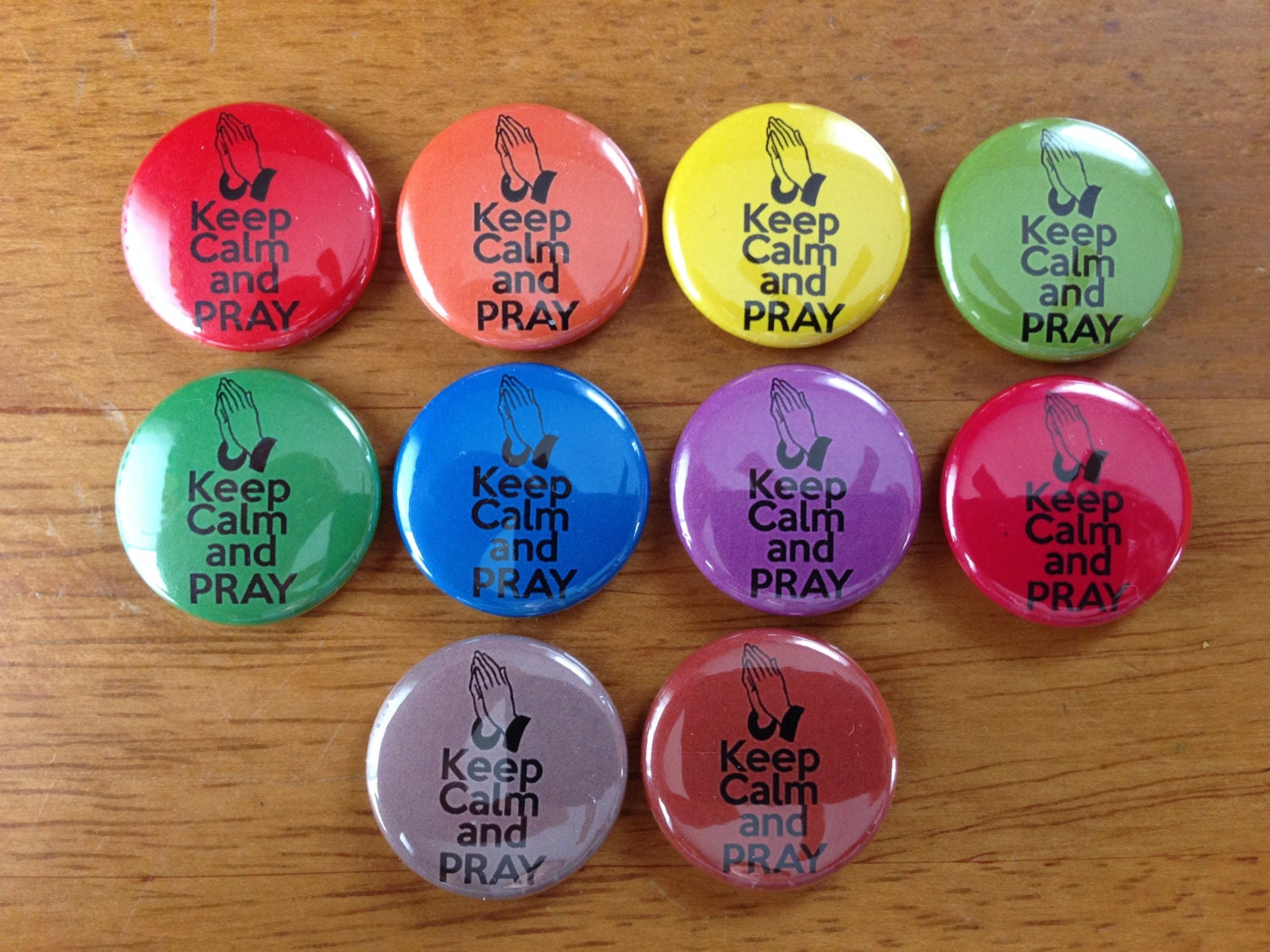 Christian Buttons Keep Calm and Pray Pinback Buttons Set of