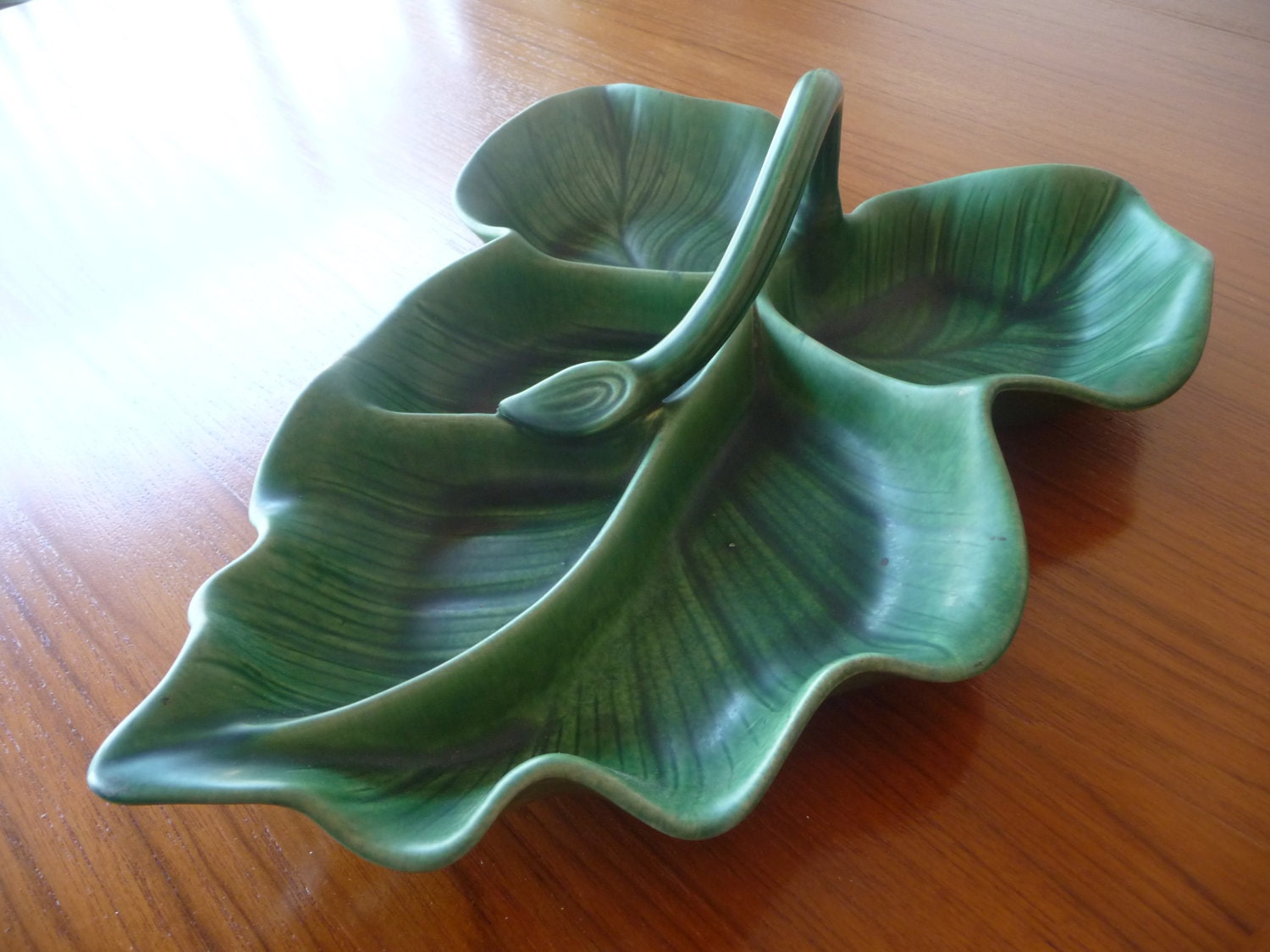 Large Green Leaf Serving Tray or Platter Mid Century Modern