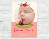 Printable Floral Baby Announcement - Girl Announcement - Birth Announcement - Birth Stats Il_170x135