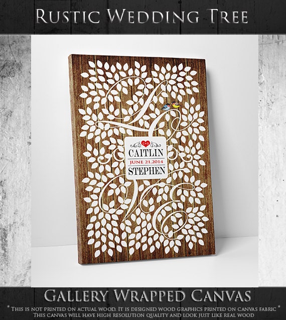 Guest Book Tree Wedding Guestbook Tree 55-150 Guest Sign In - Canvas or Print - 16x20 Inches by WeddingTreePrints