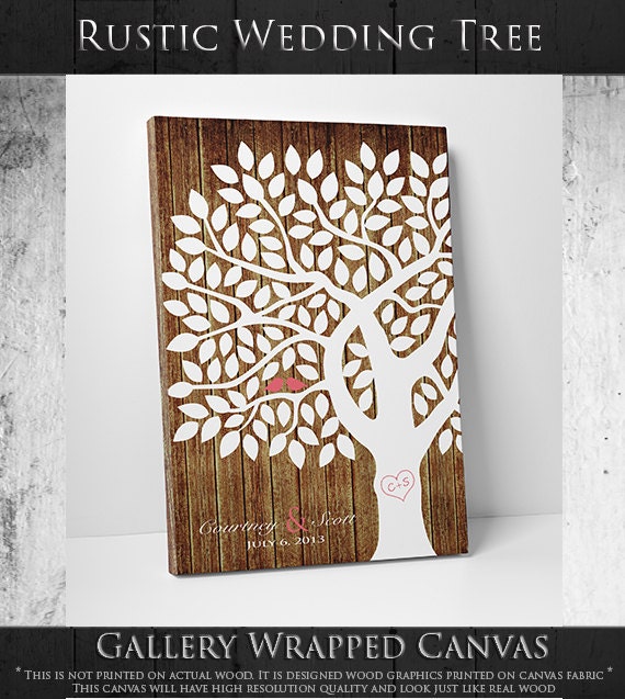 Thumbprint Guestbook - 55-150 Signature Fingerprint Tree Wedding Guest Book - Canvas or Print - 16x20 Inches by WeddingTreePrints