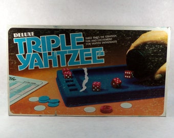 Vintage Deluxe Triple Yahtzee Game, 1980 Milton Bradley